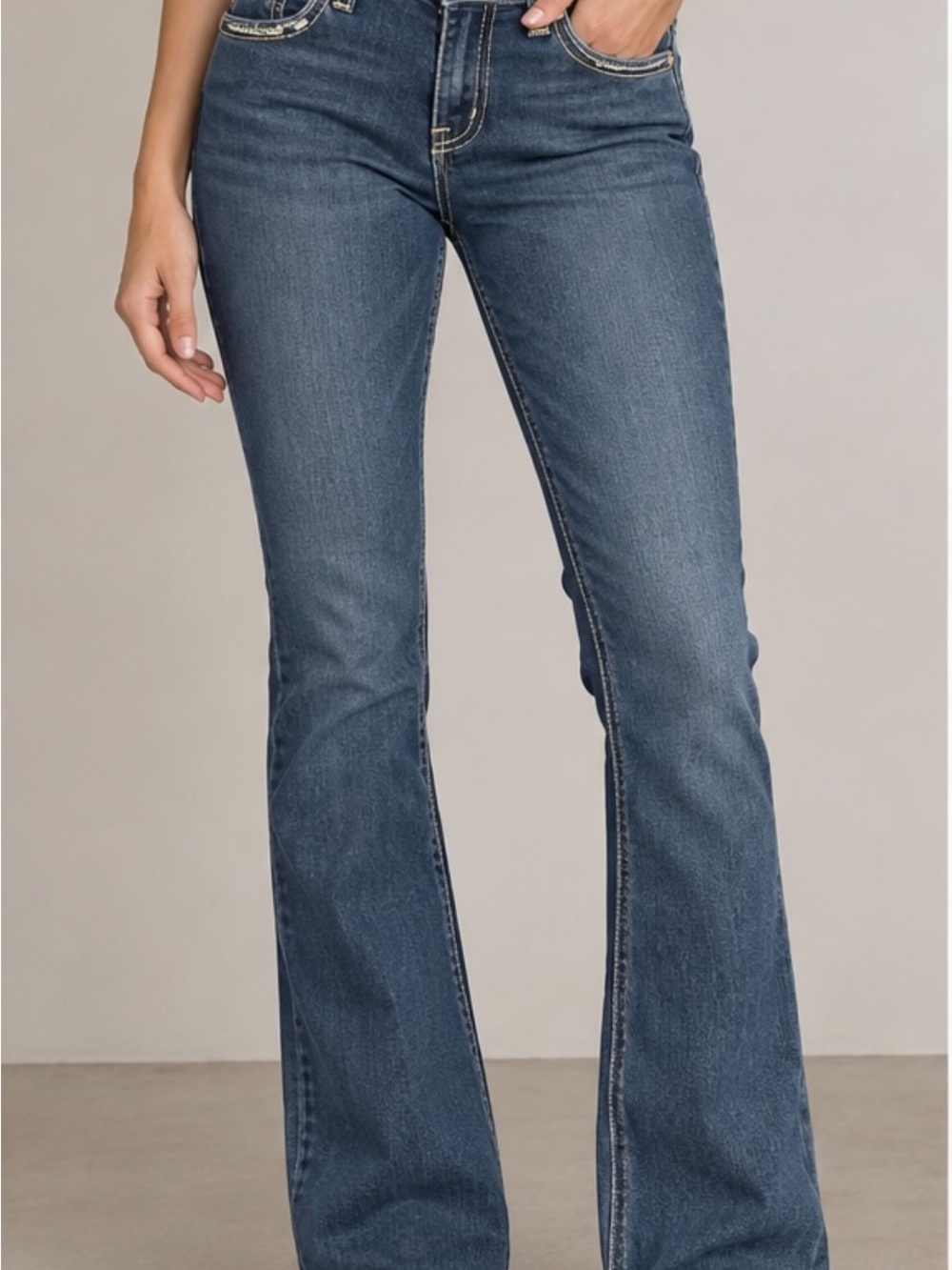 Seven7 Women's Mid-Rise Bootcut Jeans in Dark Blue Wash